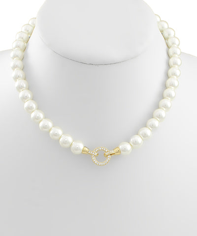 Circle & Pearl Bead Necklace