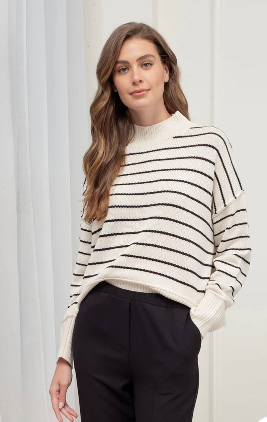 Striped Side Slit Sweater