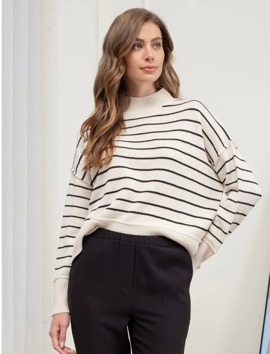 Striped Side Slit Sweater