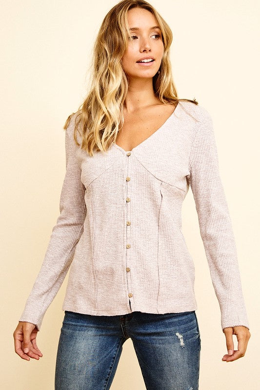 Ribbed Button Up Top