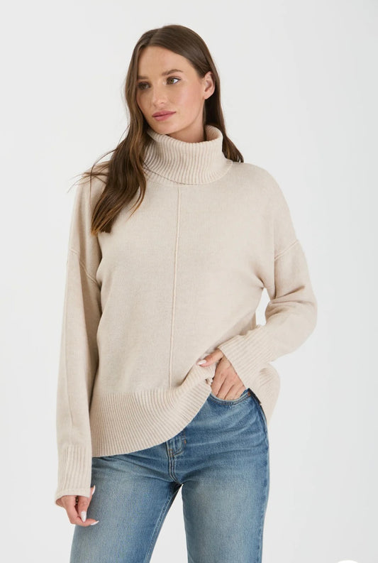 Exposed Seam Turtleneck Sweater