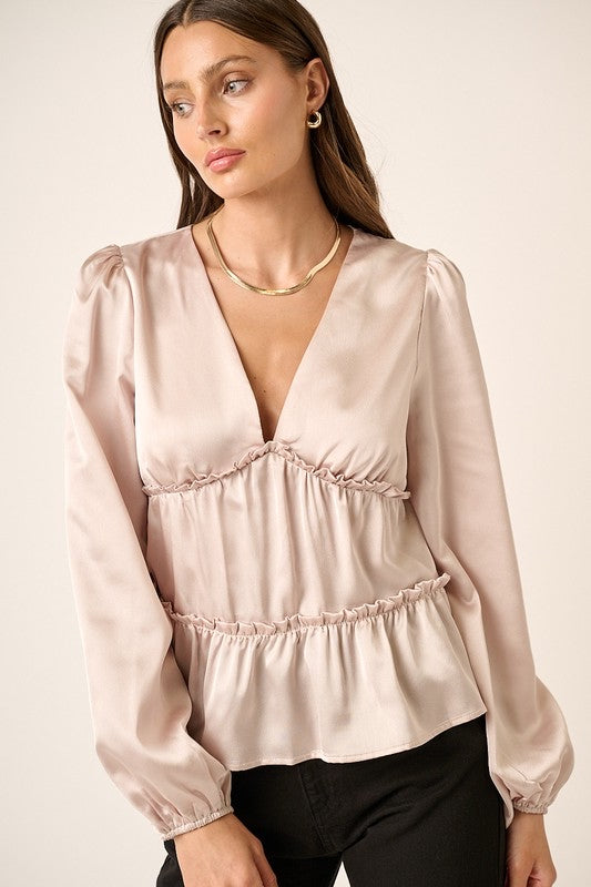Satin Peplum Top