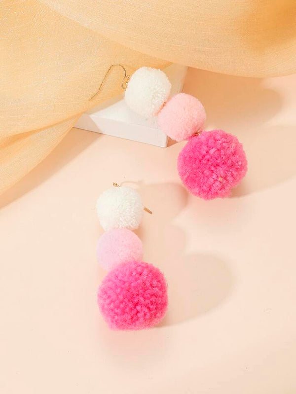 Gradient Pink Pom Pom Earrings
