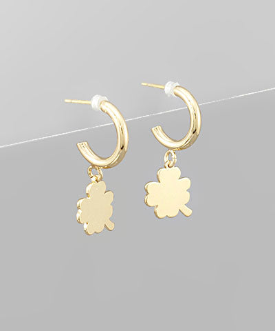 Gold Clover Dangle Earrings