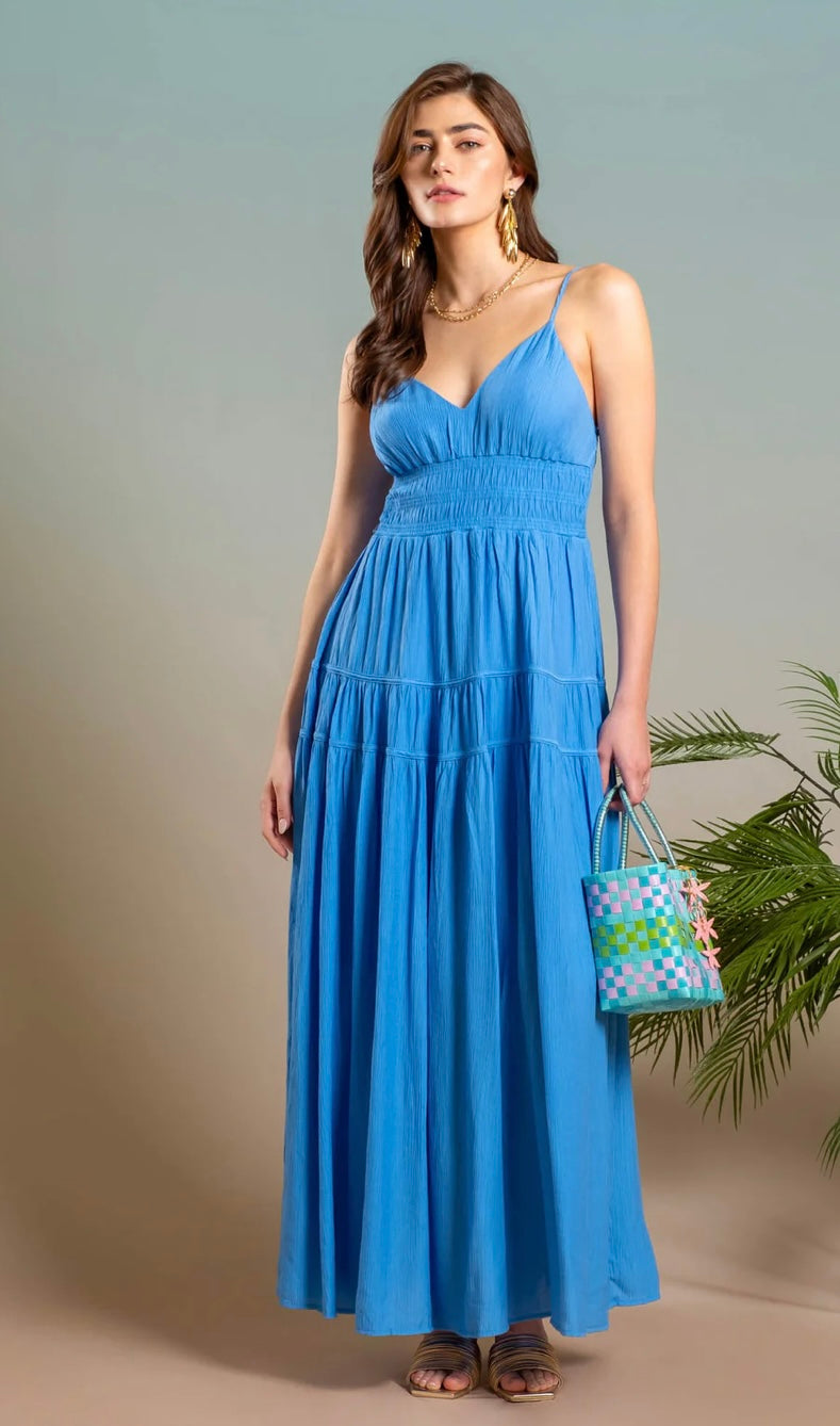 Shirred Waist Maxi Dress