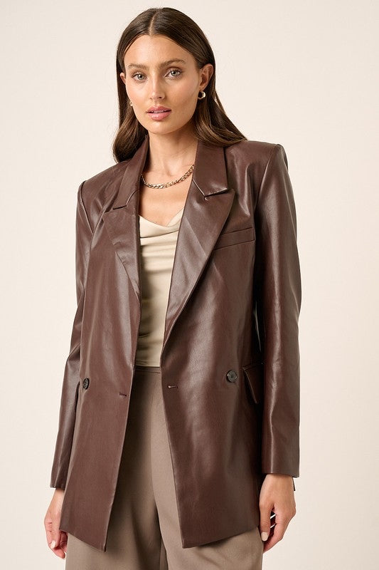 Faux Leather Blazer