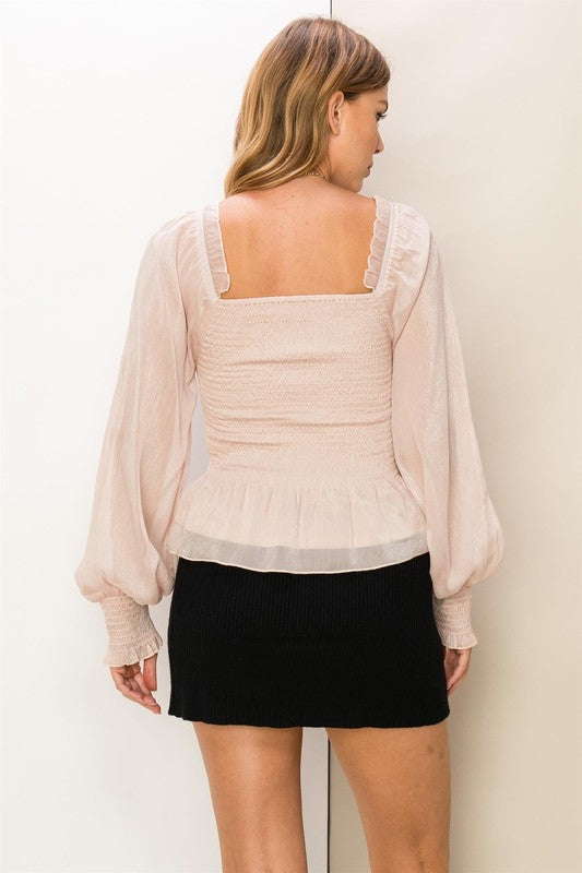 Chiffon Smocked Blouse