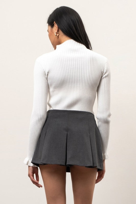 Mock Neck Ribbed Sweater