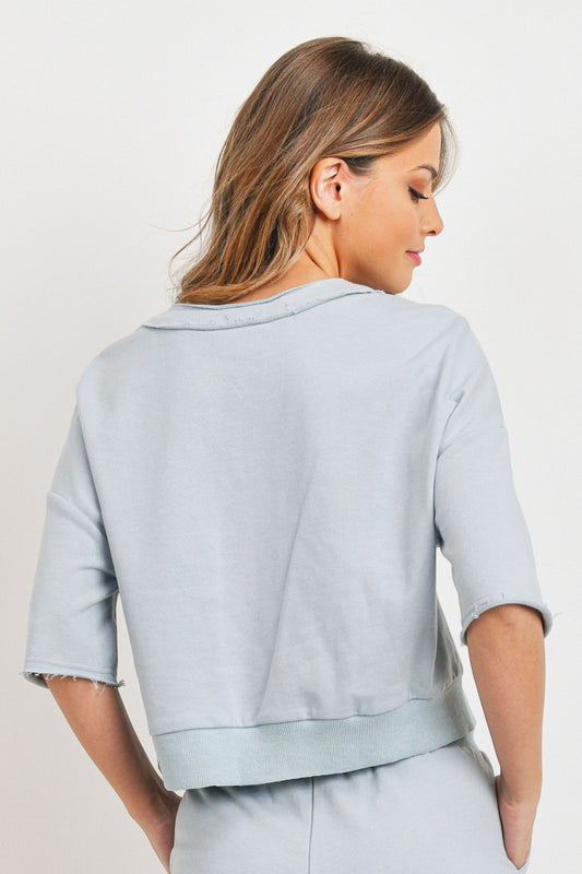 French Terry Raw Hem Top