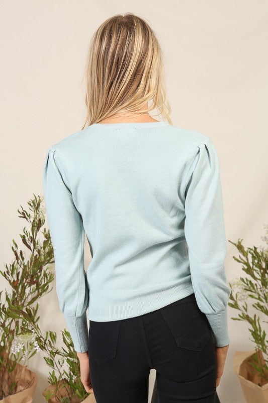 Solid Puff Sleeve Top