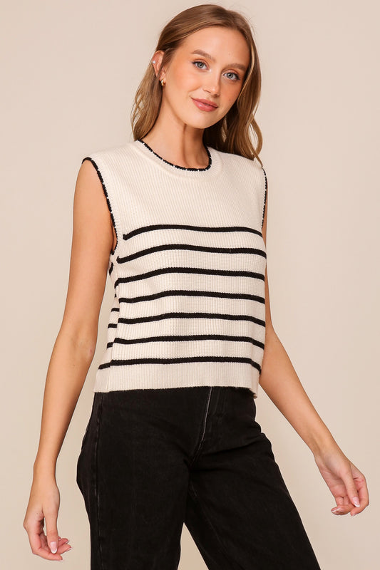 Sleeveless Striped Sweater