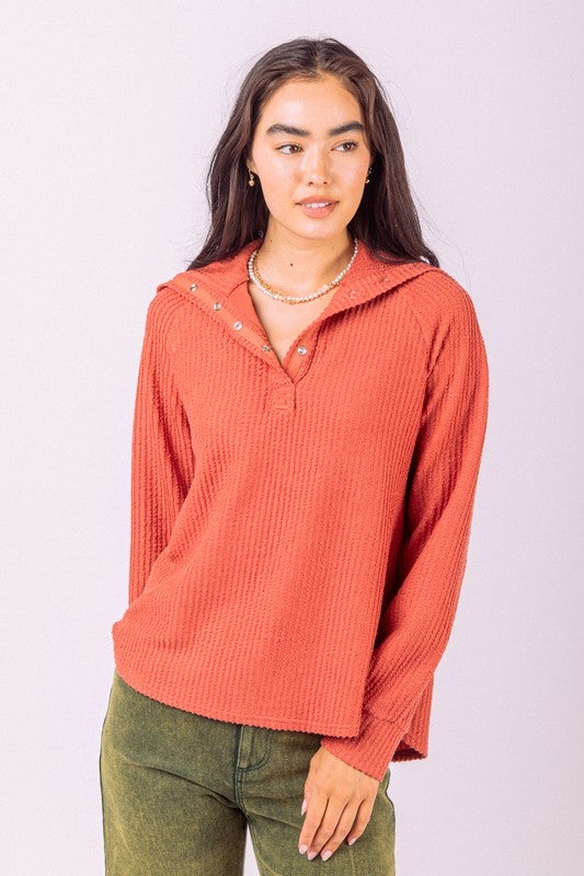 Wide Collar Henley Top