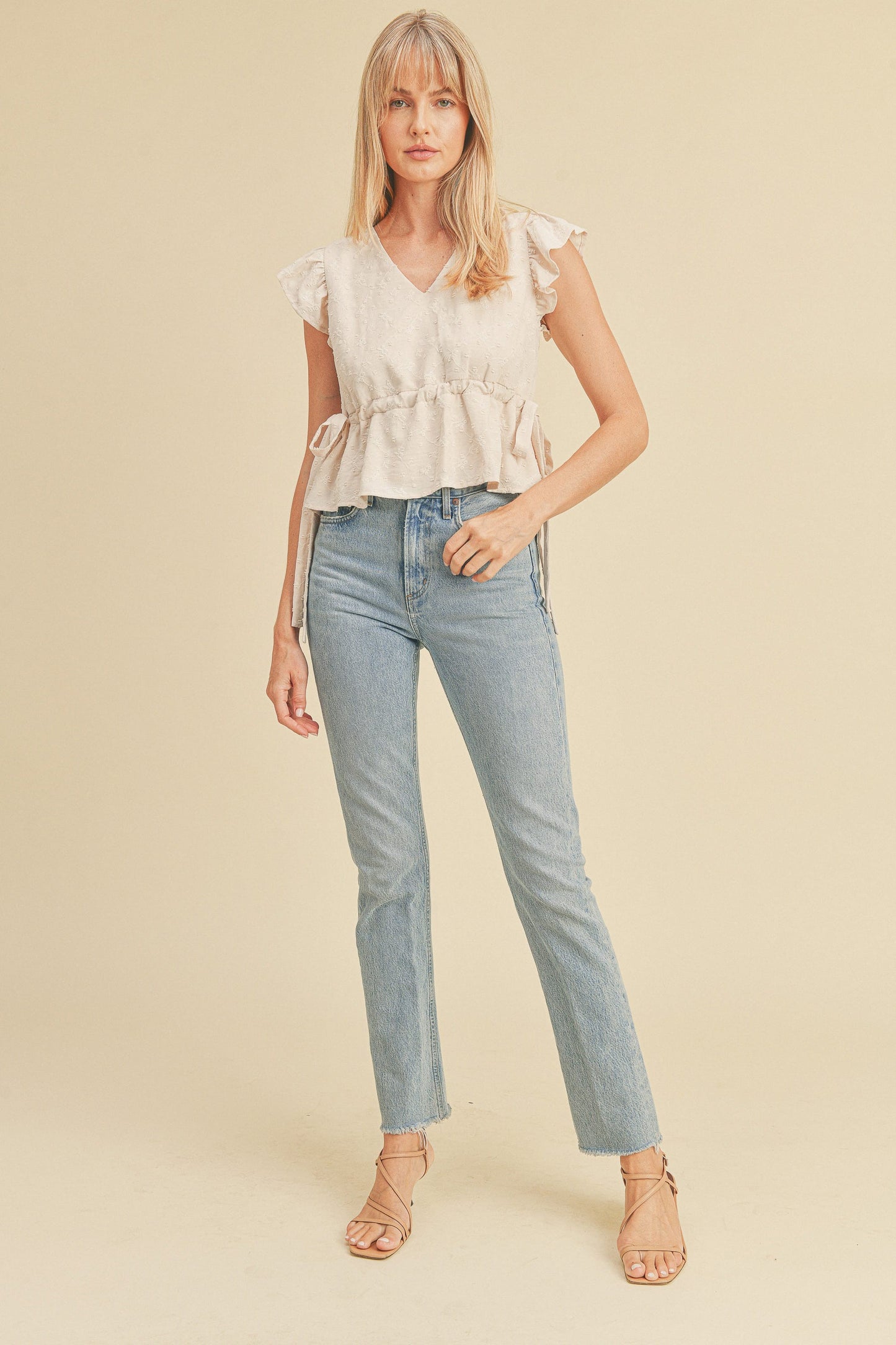 Embroidered Side Tie Top