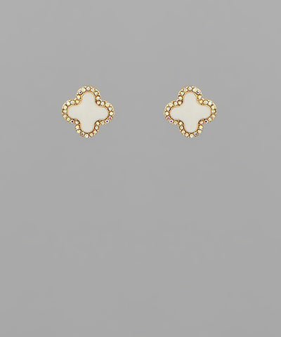 Crystal Clover Stud Earrings