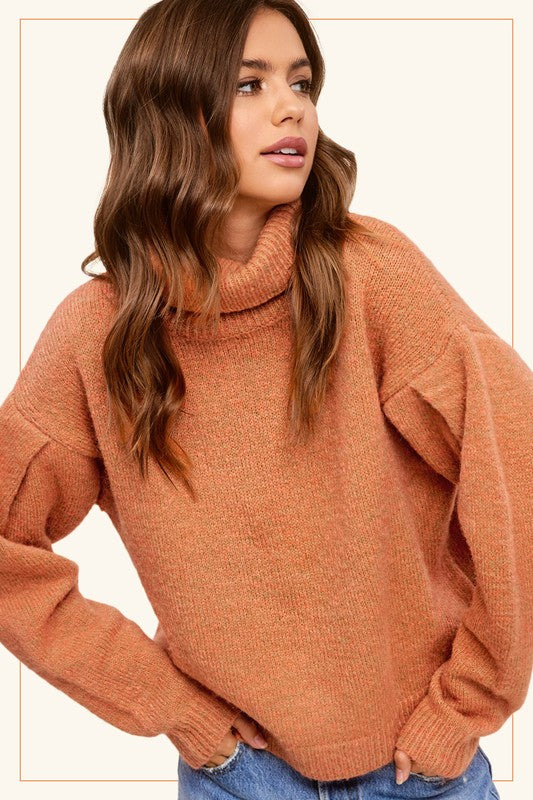 Drop Shoulder Turtleneck Sweater