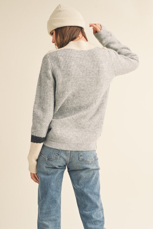 Mock Neck Colorblock Sweater