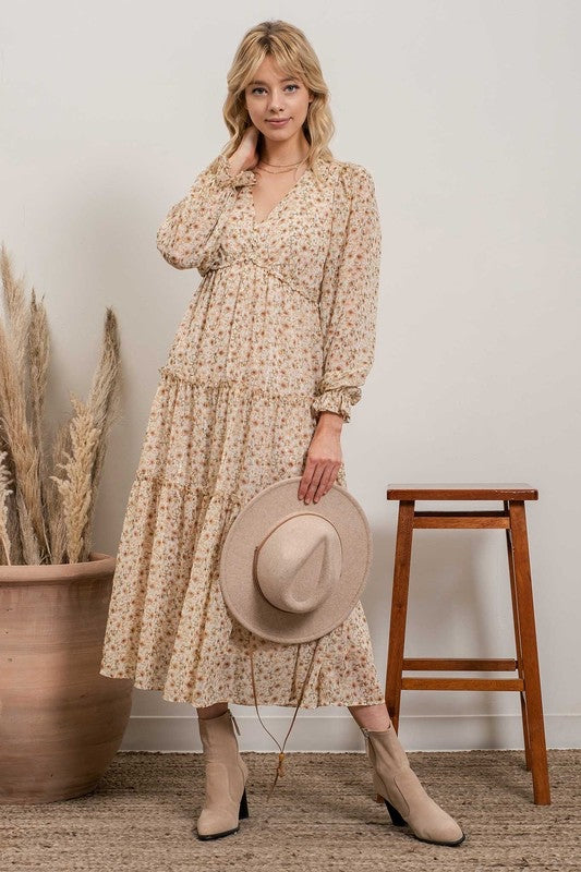 Floral Surplice Maxi Dress