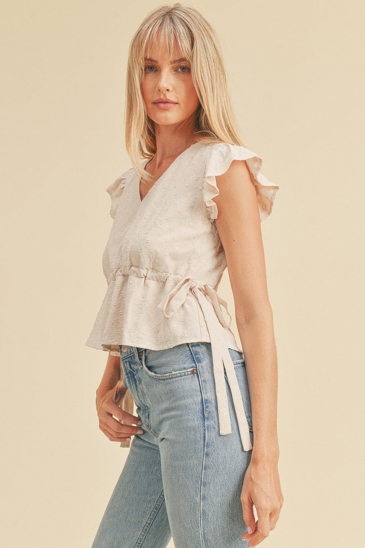 Embroidered Side Tie Top