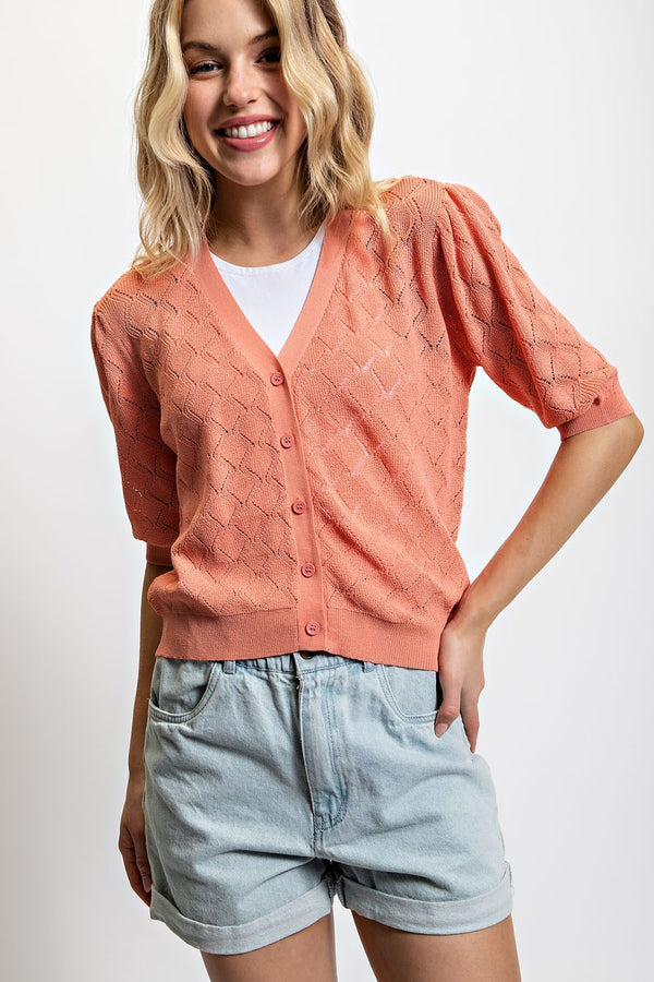 Pointelle Knit Cardigan