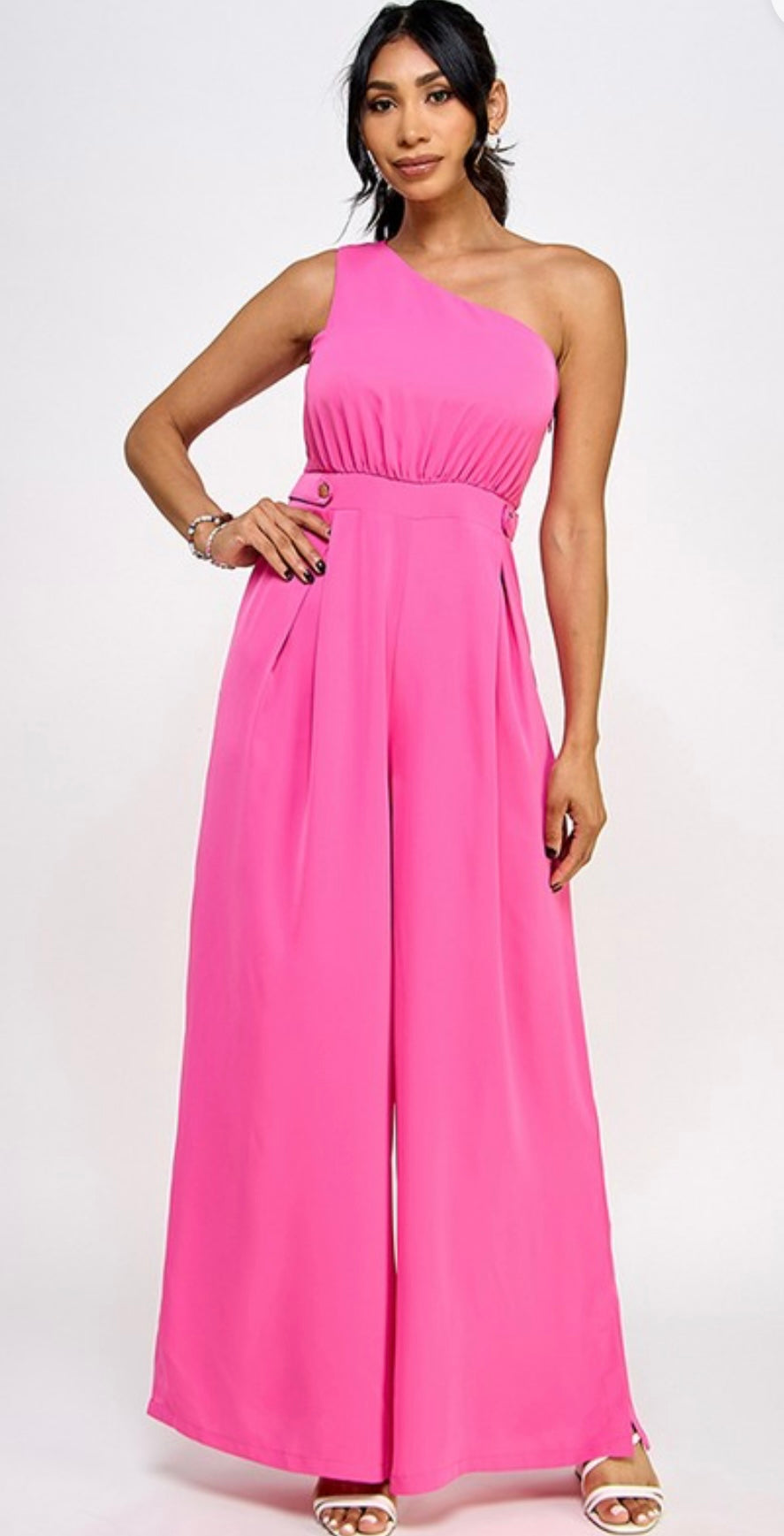 One Shoulder Wide Leg Jumpsuit