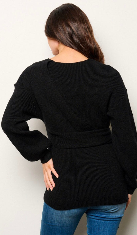 Ribbed Wrap Sweater