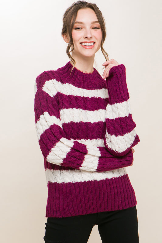 Mock Neck Striped Sweater *FINAL SALE*