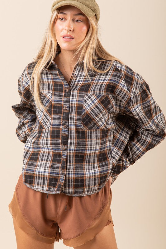 Oversized Plaid Button Up