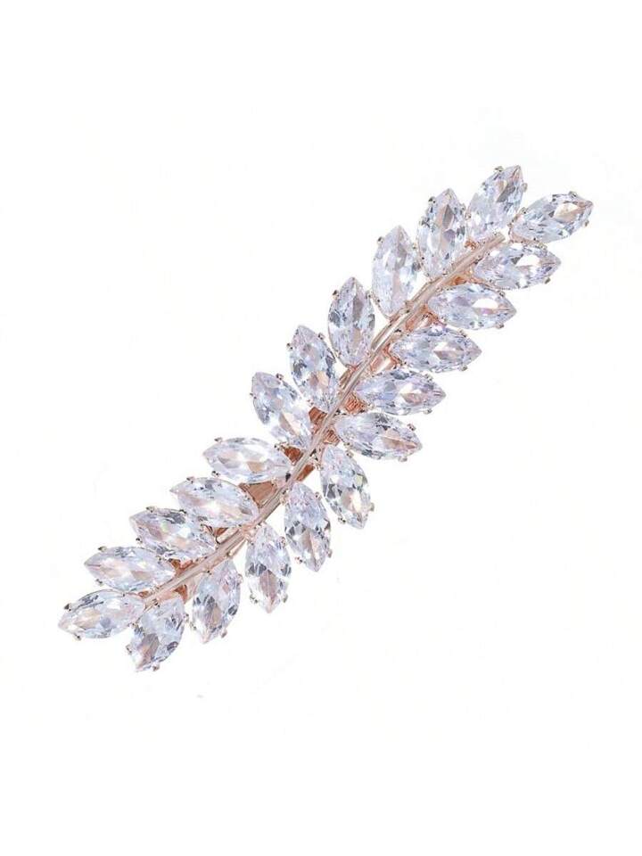 Rhinestone Leaf Hair Clip