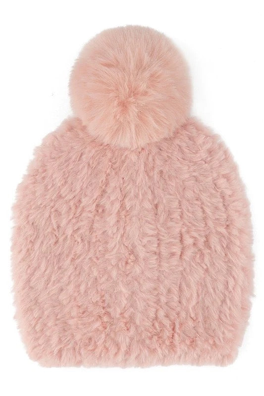 Faux Fur Pom Beanie