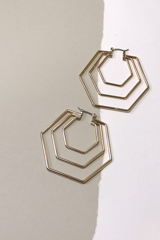 Hexagon Hoop Earrings