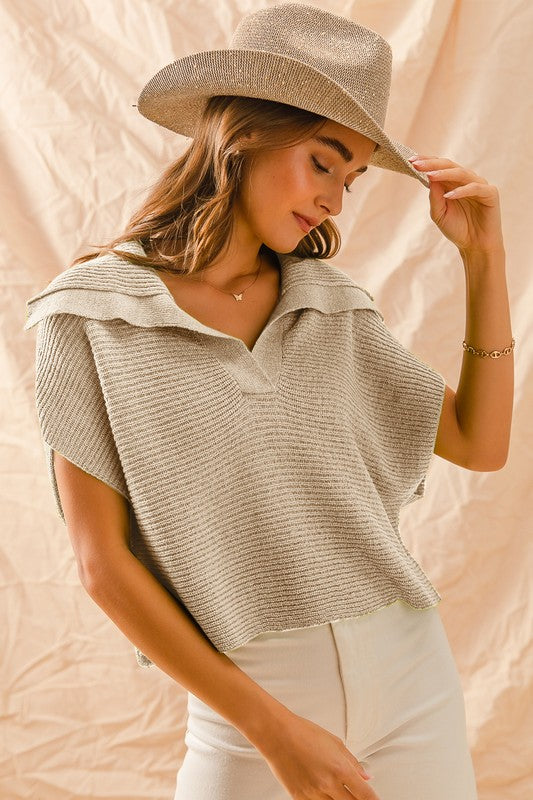 Collared Dolman Sleeve Top