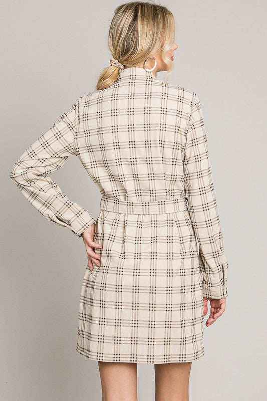 Corduroy Front Tie Dress
