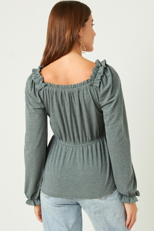 Smocked Square Neck Top