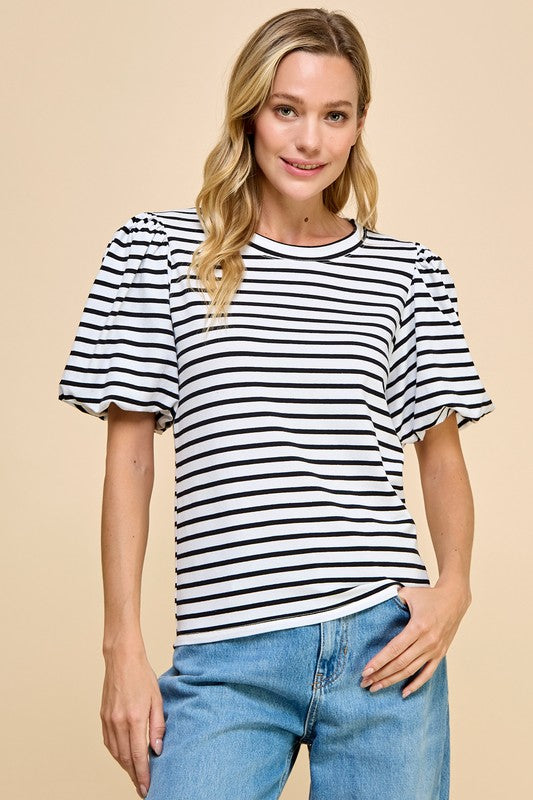 Puff Sleeve Striped Top