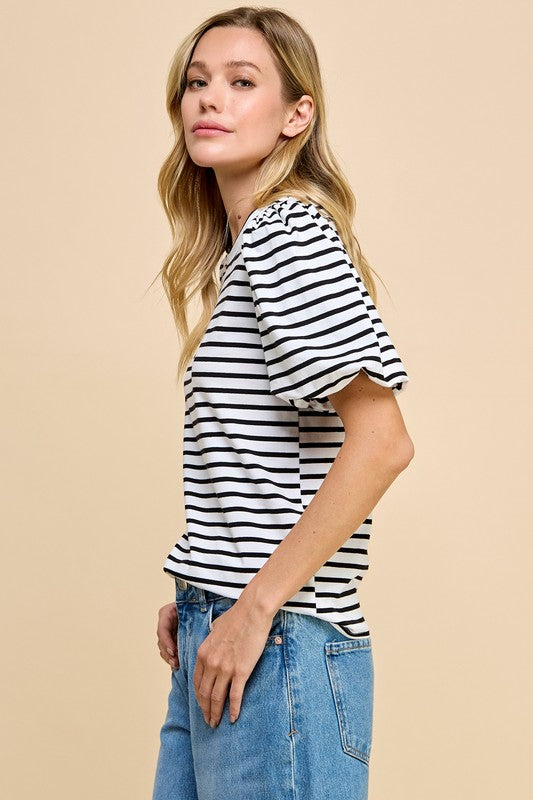 Puff Sleeve Striped Top