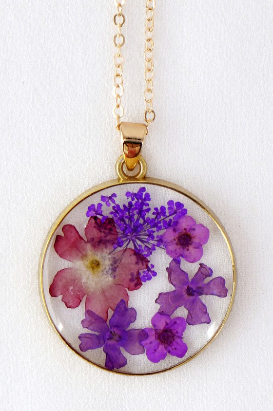 Pressed Dried Flower Necklace