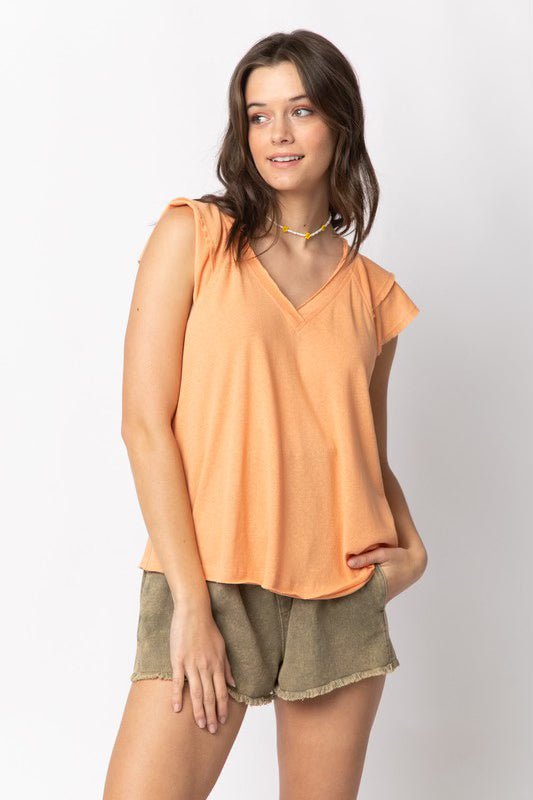V-Neck Ruffle Sleeve Top *FINAL SALE*