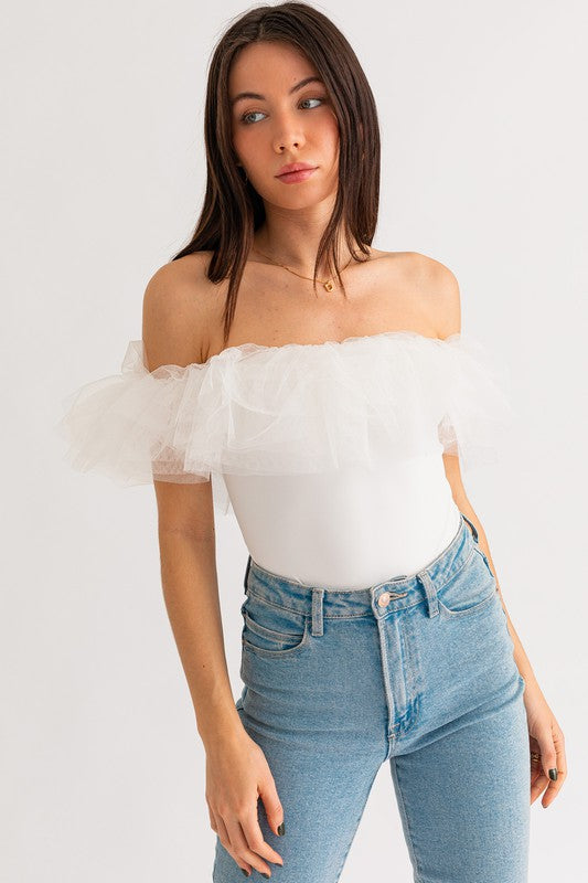 Mesh Ruffle Trim Bodysuit *FINAL SALE*