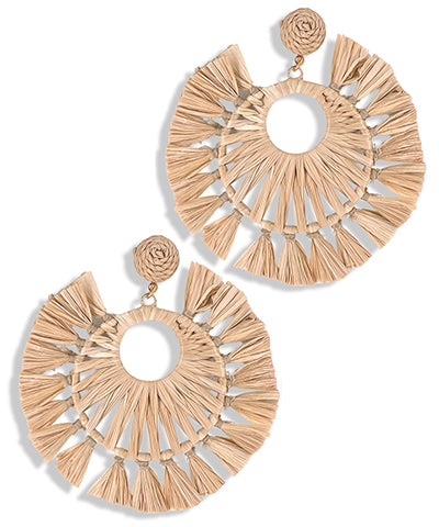 Raffia Round Drop Earrings *FINAL SALE*
