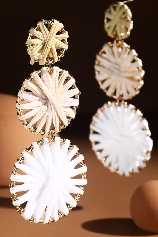 Layered Round Raffia Earrings