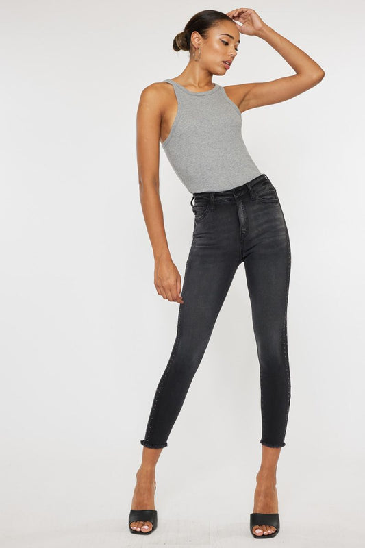 High Rise Stud Detail Skinny