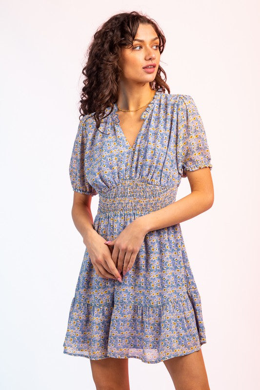 Patterned Smocked Waist Dress *FINAL SALE*