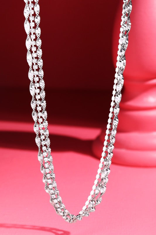 Layered Chain & Crystal Necklace