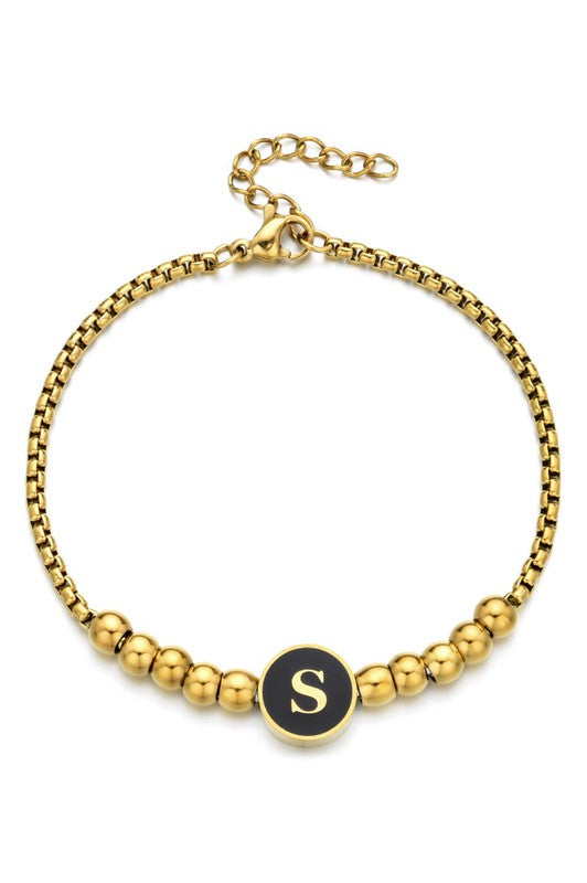 Black Enamel Initial Bracelet *FINAL SALE*