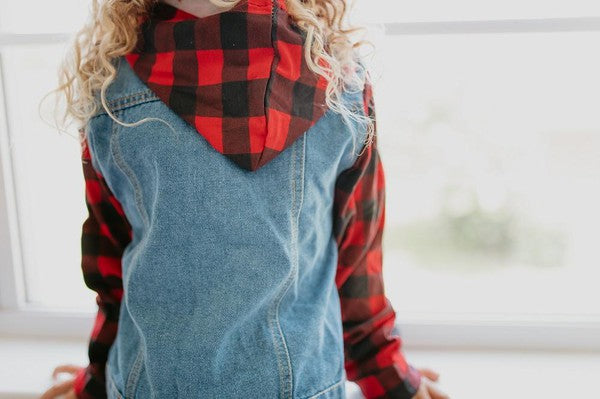 Plaid Sleeve Denim Jacket *FINAL SALE*