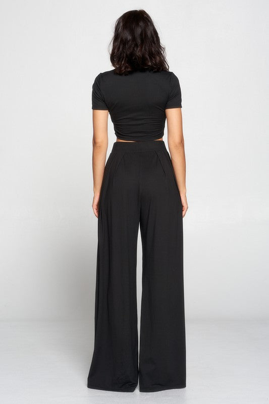 Crop Top & Wide Leg Pant Set
