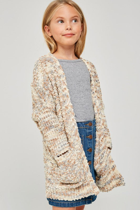 Popcorn Open Cardigan Sweater