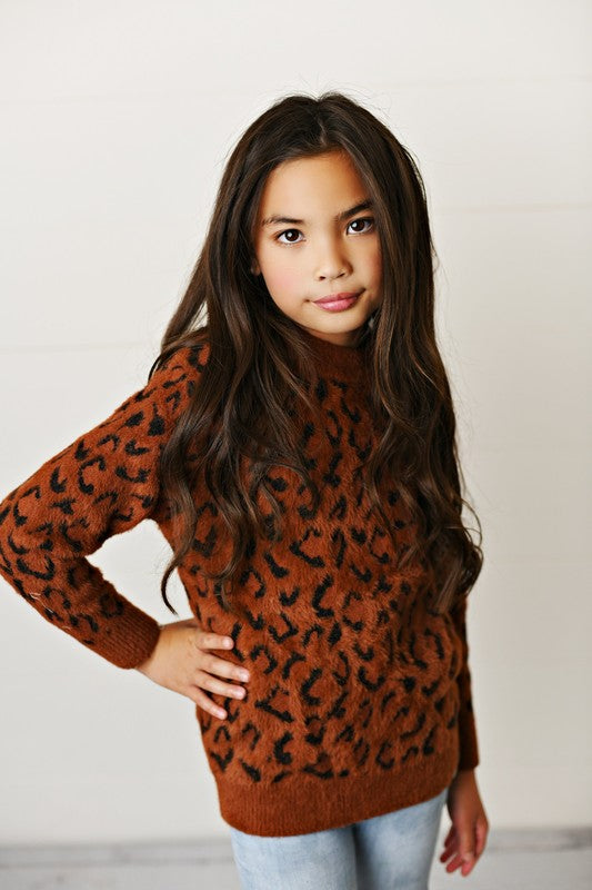 Fuzzy Leopard Print Sweater