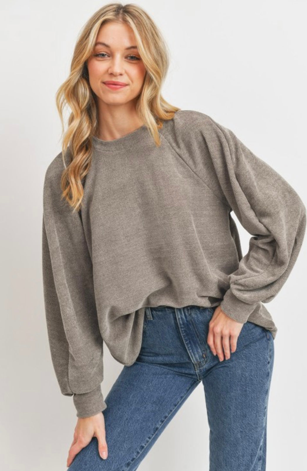 Chenille Balloon Sleeve Top