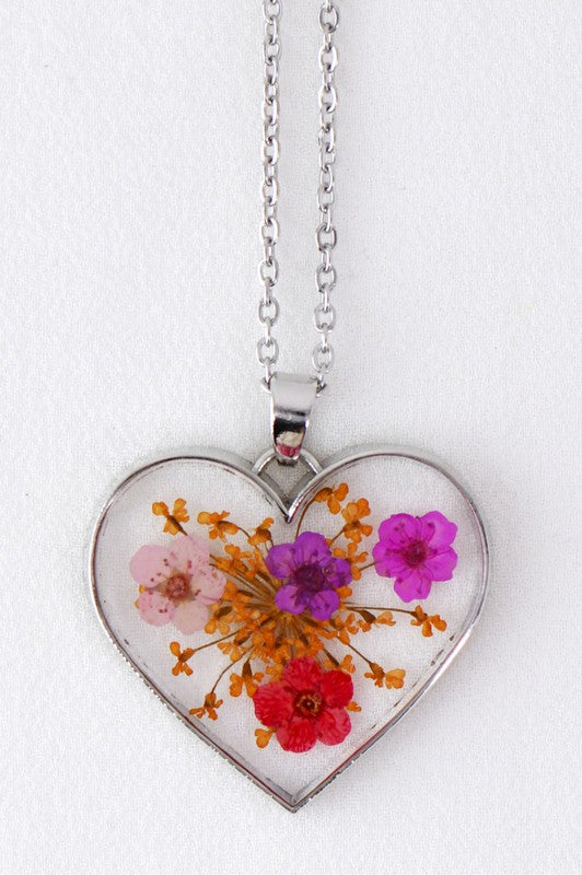 Pressed Dried Flower Resin Necklace